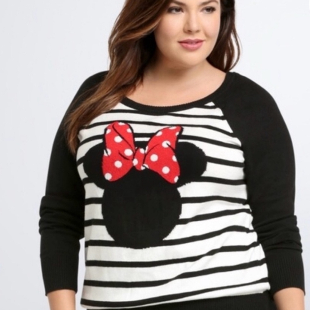 Torrid Mickey Mouse Striped Raglan Sleeve Scoop Neck Sweater Size 3X